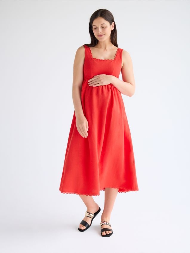 Linen blend midi dress - RESERVED