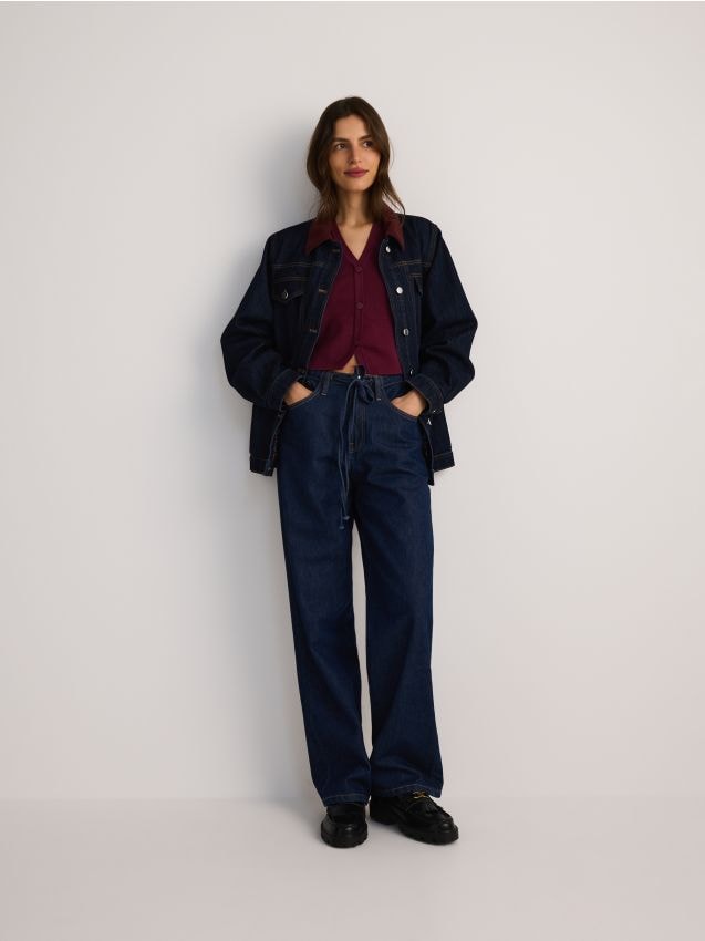 Denim jacket with contrasting collar - RESERVED