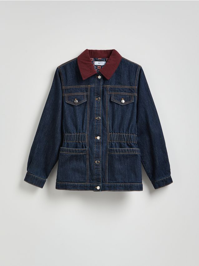 Denim jacket with contrasting collar - RESERVED