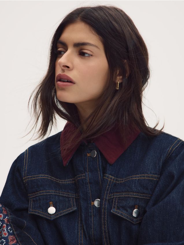 Denim jacket with contrasting collar - RESERVED