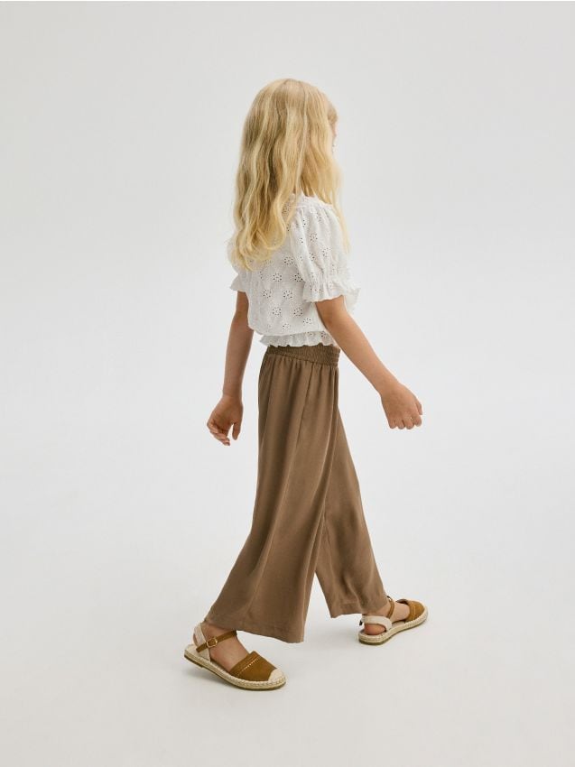 Reserved - pantaloni wide leg - auriu