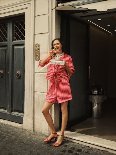 Striped bermuda shorts