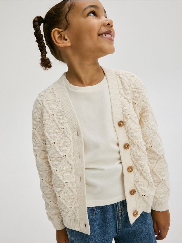 Reserved - cardigan din bumbac - nude