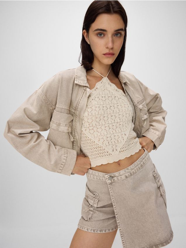 Reserved - jachetă din denim - gri deschis
