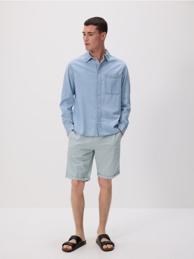 Reserved - Pantaloni scurți chino slim - albastru-deschis