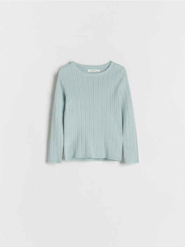 Reserved - pulover din tricot striat - turcoaz-deschis
