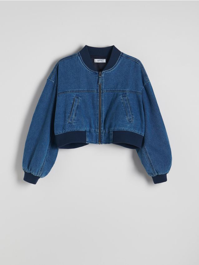 Reserved - Geacă bomber oversized din denim - albastru