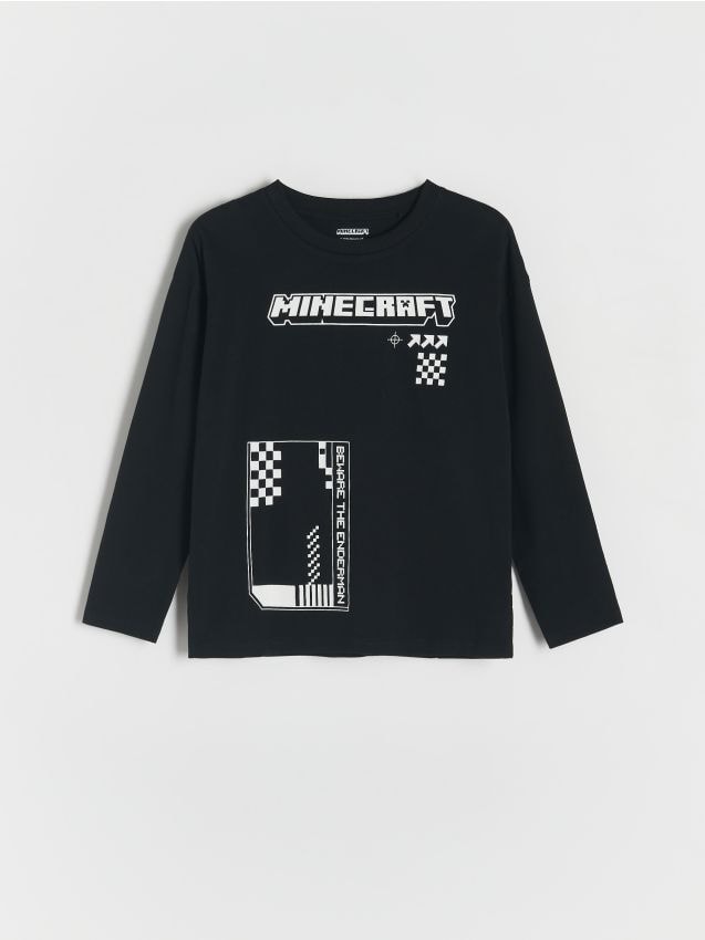 Reserved - Tricou cu mânecă lungă Minecraft - negru