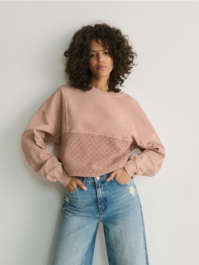 Reserved - bluză sport oversized - roz-piersică
