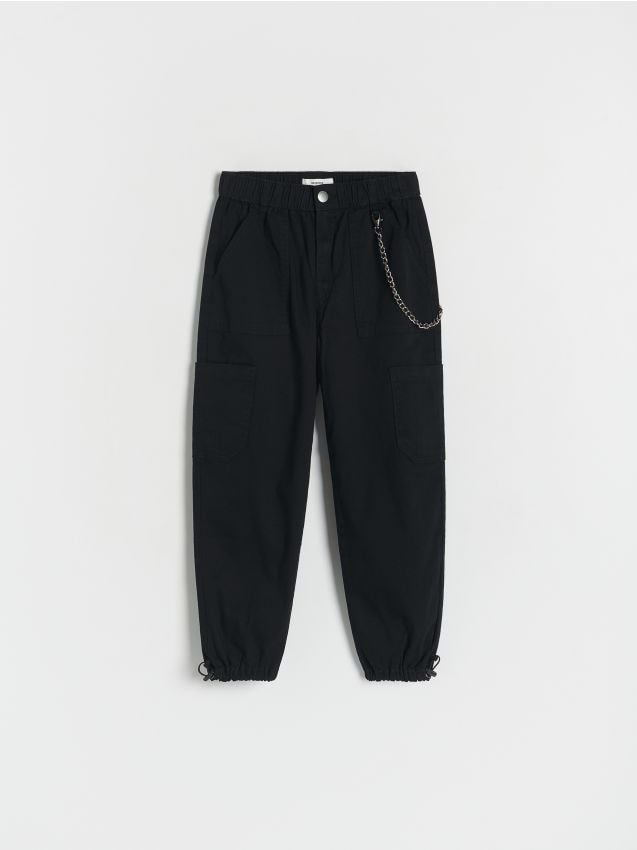 Reserved - pantaloni cu lanț decorativ - negru
