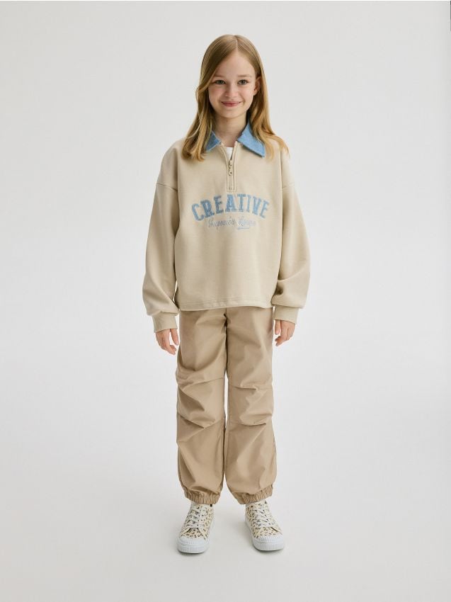 Reserved - pantaloni parachute - bej