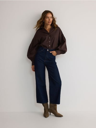 Culotte-Jeans mit hoher Taille