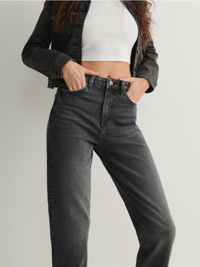 Topshop mom jeans in gray | ASOS