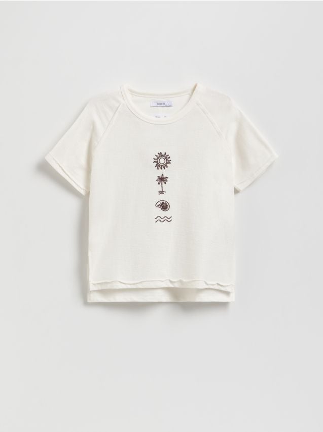 T-shirt en coton avec broderie - RESERVED