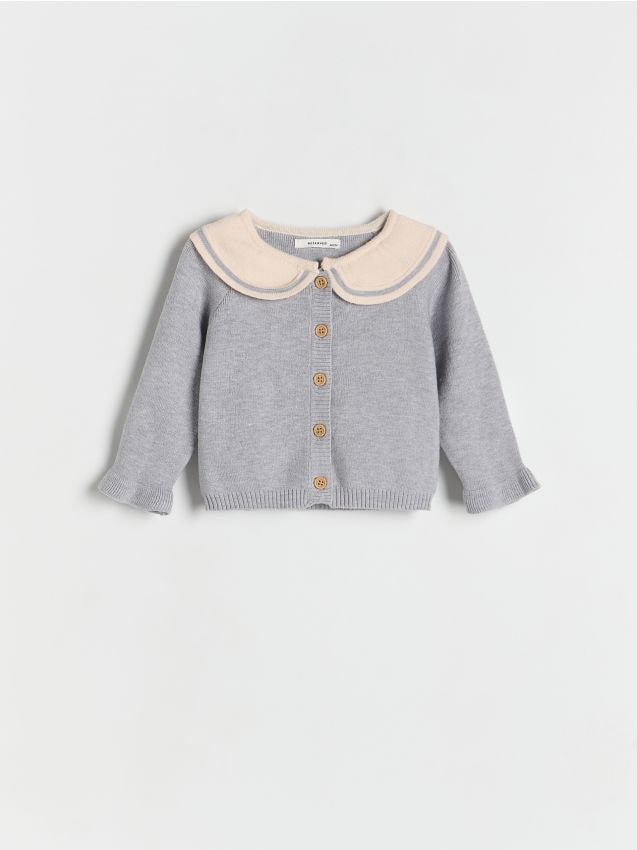 Reserved - Cardigan cu guler - gri deschis