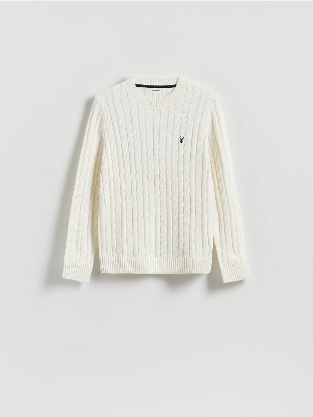 Reserved - Pulover cu motiv de sărbători - crem