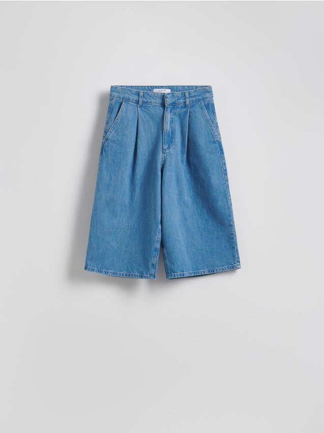 Pleated denim shorts - RESERVED