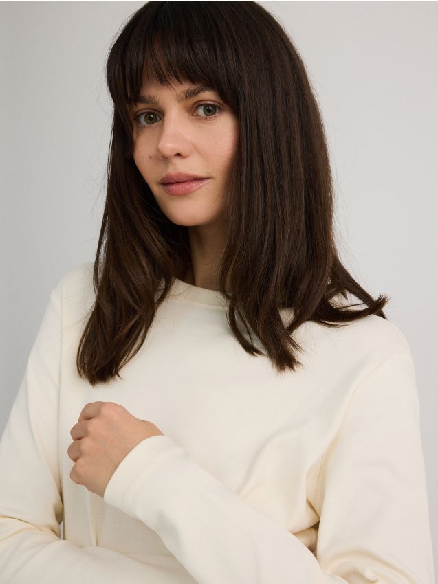 Mercerised cotton rich long sleeve T-shirt - RESERVED