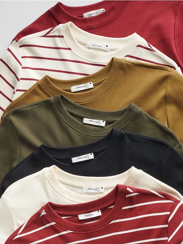 Mercerised cotton rich long sleeve T-shirt - RESERVED