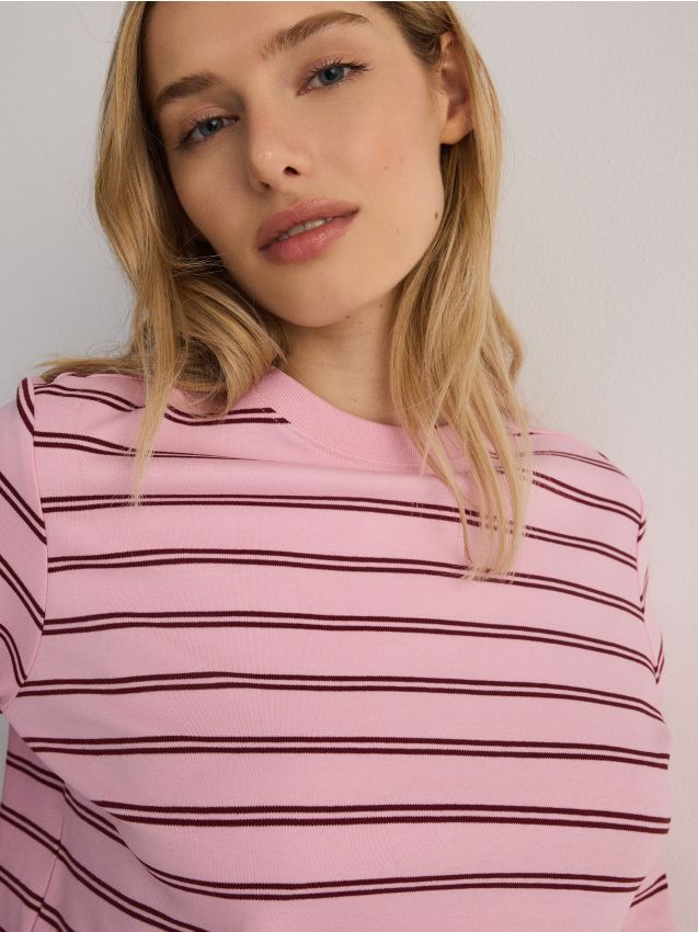Mercerised cotton rich long sleeve T-shirt - RESERVED