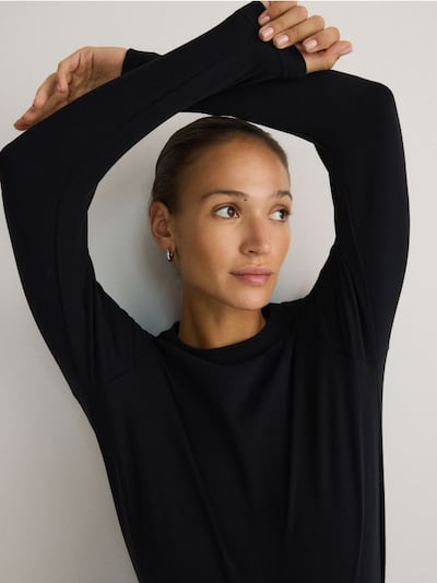 Mercerised cotton rich long sleeve T-shirt