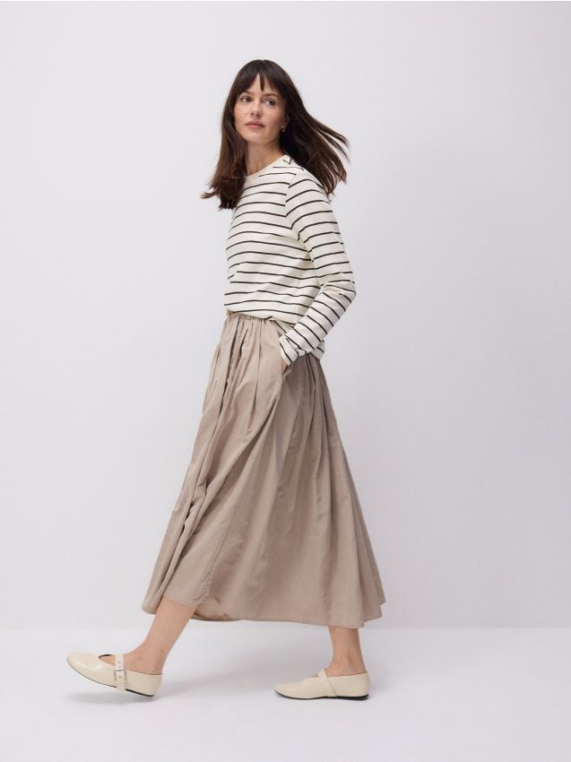 Mercerised cotton rich long sleeve T-shirt - RESERVED