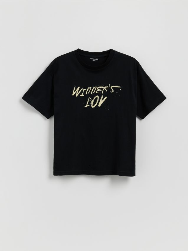 Cotton T-shirt with slogan - RESERVED