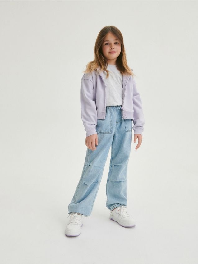 Reserved - pantaloni parachute din denim - albastru