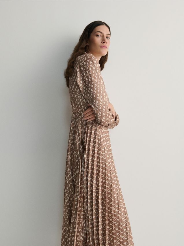 Wholesale Women's Long Dress Patterned Guipure - 17174 | KAZEE