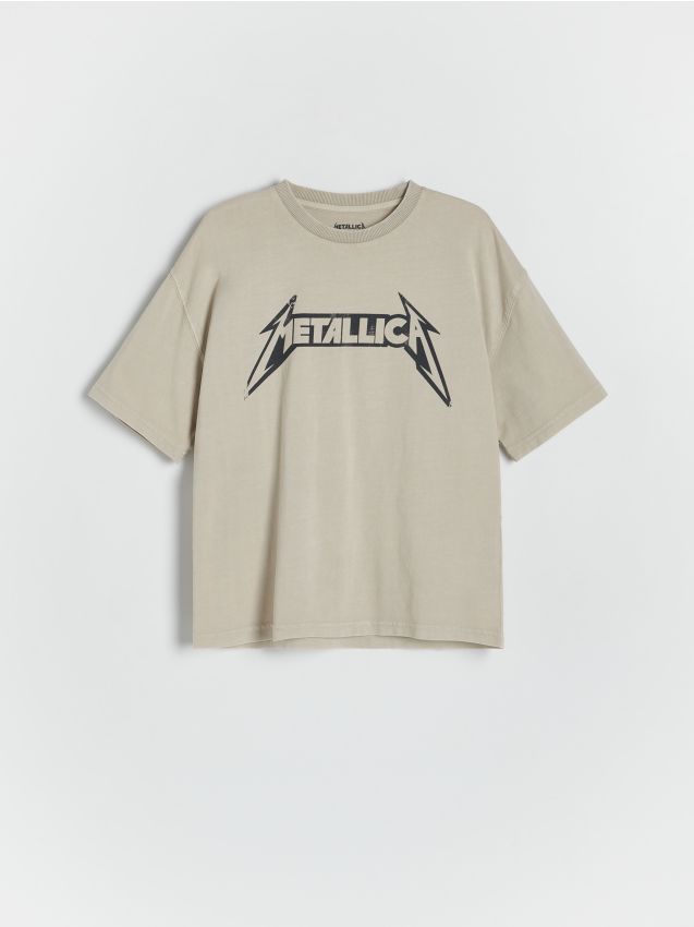 Reserved - tricou oversized metallica - gri deschis