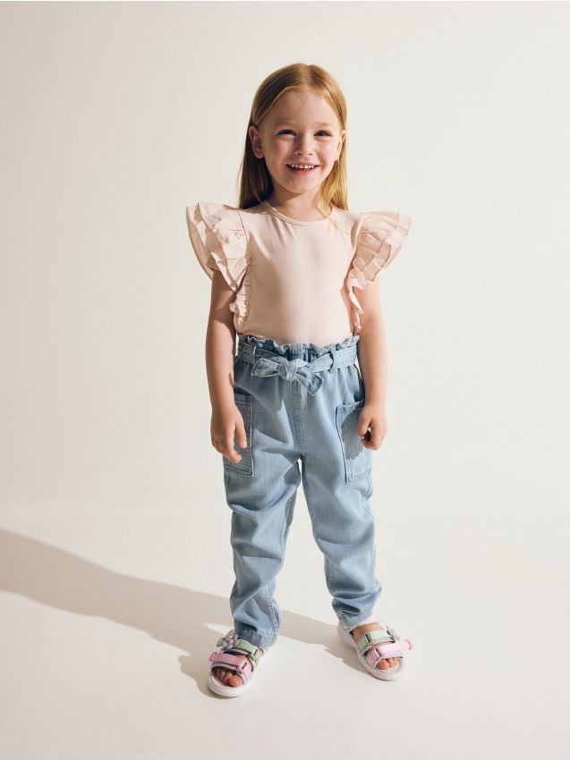 Reserved - pantaloni baggy cu curea - albastru