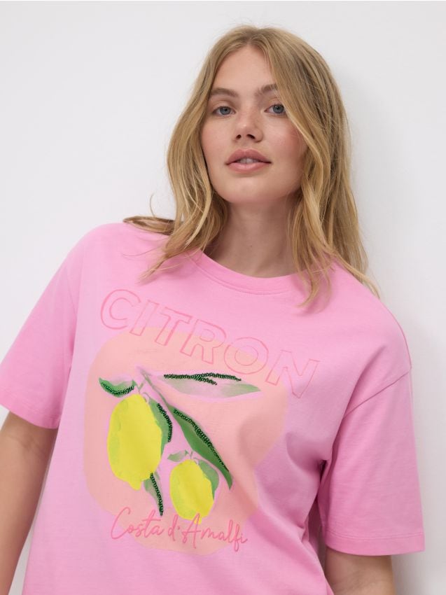 Cotton T-shirt with print - RESERVED