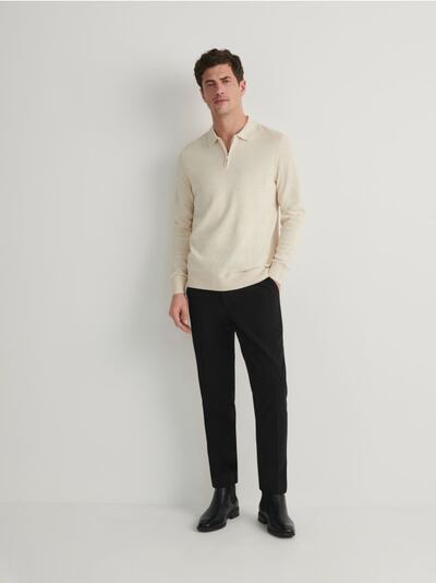 Cotton long sleeve polo shirt