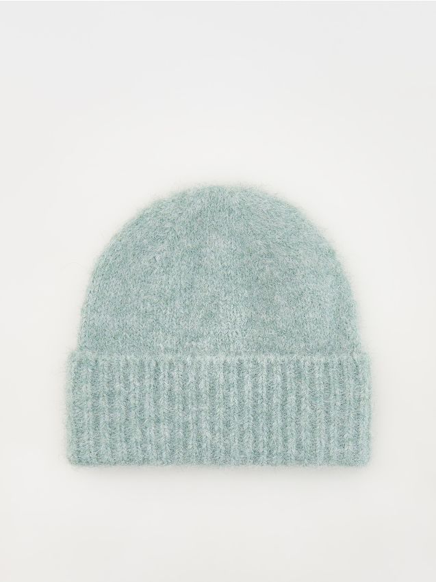 Reserved - Căciulă beanie cu adaos de lână - verde-pal