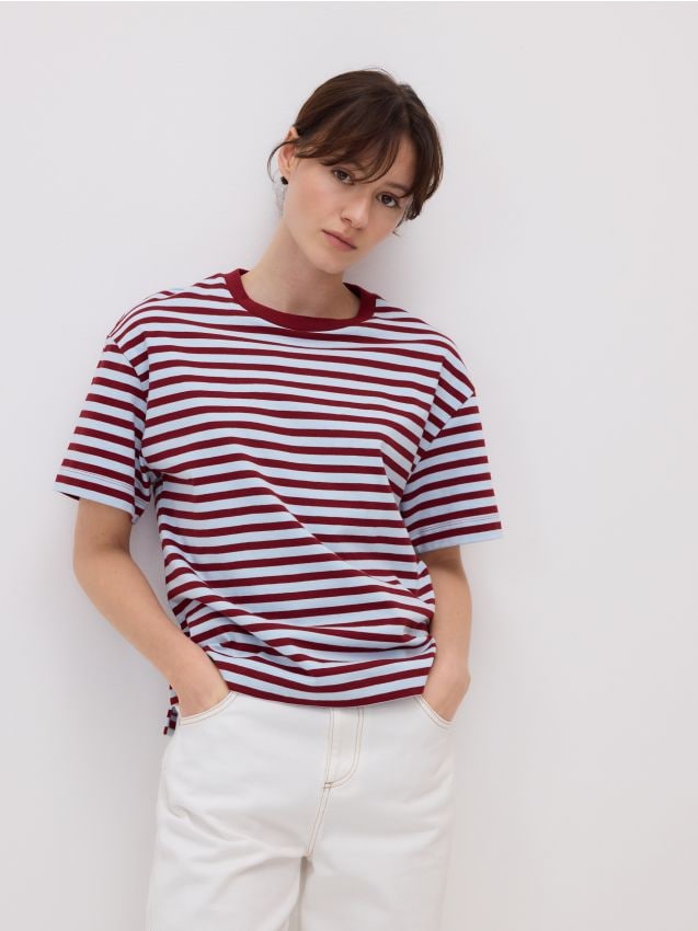 Gestreept katoenen T-shirt - RESERVED