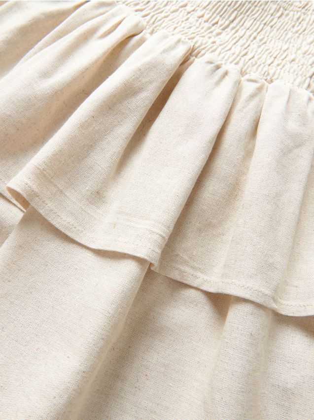Ruffle skirt with linen blend - RESERVED