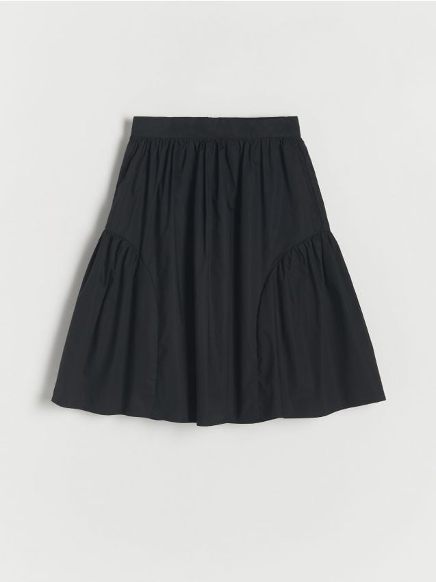 Pleated Cotton Skirt in Black