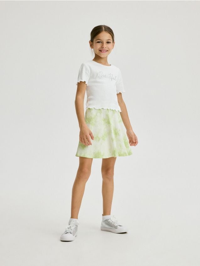 Reserved - fustă cu efect tie-dye - verde-deschis