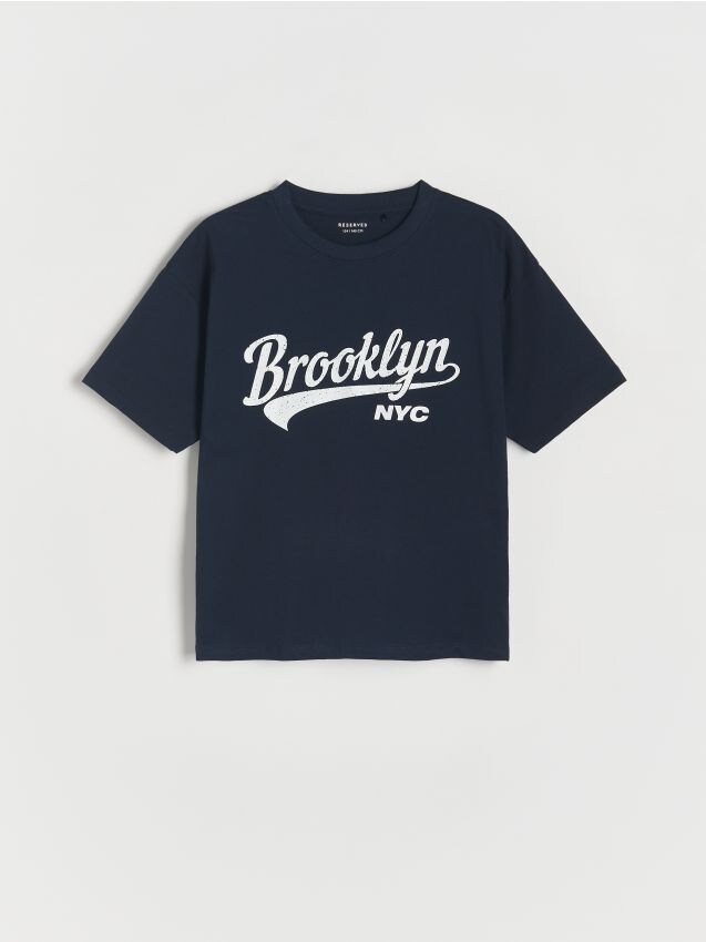 Reserved - tricou oversized, cu conținut ridicat de bumbac - albastru metalizat