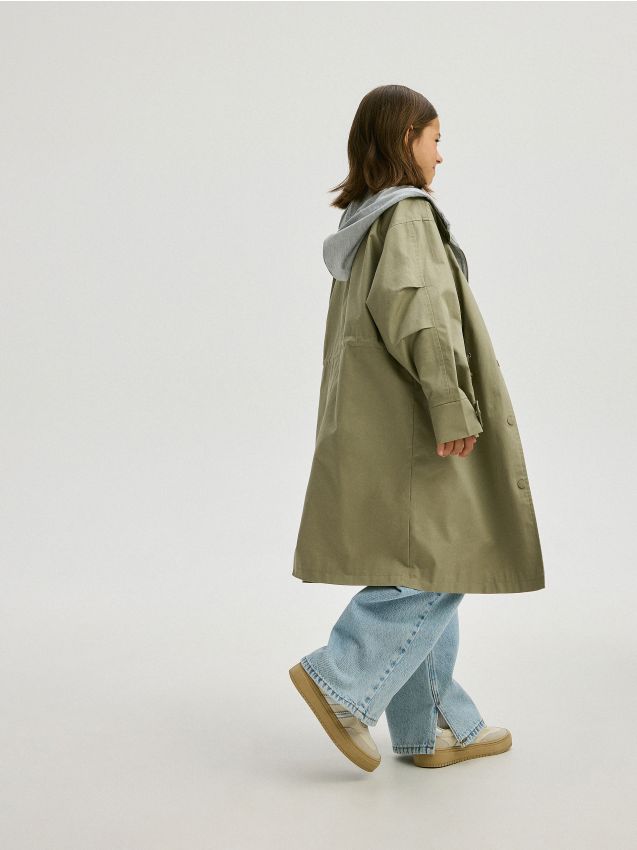 Reserved - girls` coat - verde-prăfuit