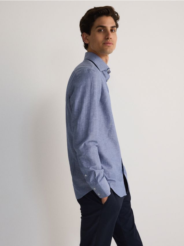 Slim fit overhemd van een linnenmix - RESERVED