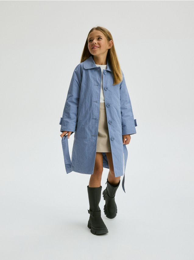 Single-breasted coat with belt - RESERVED