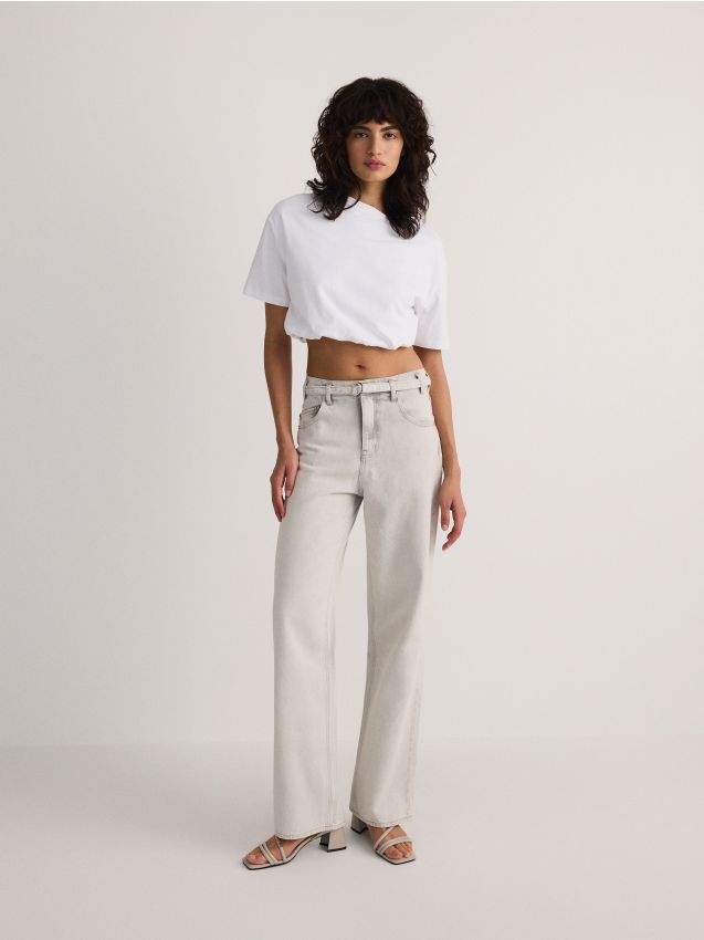 Reserved - LADIES` JEANS TROUSERS - gri deschis