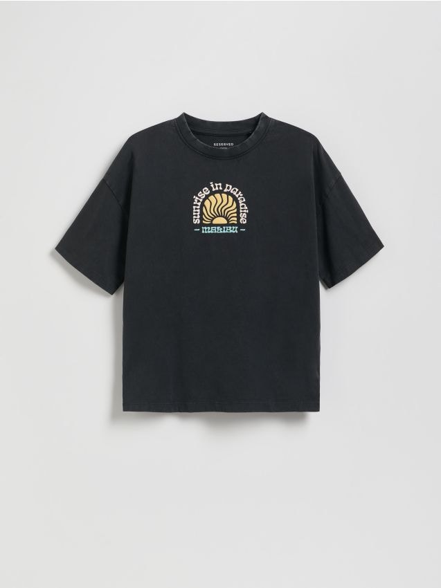 Oversized t-shirt i bomuldsrigt stof - RESERVED