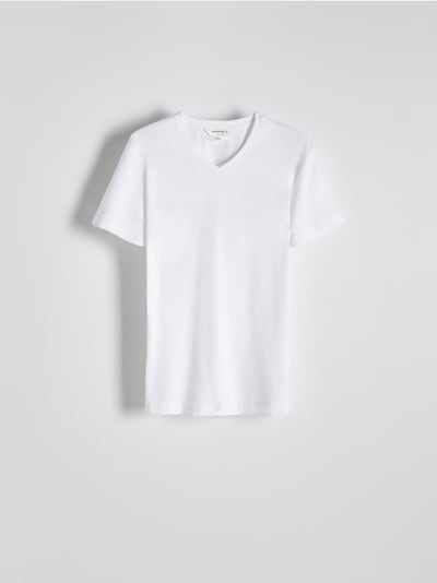 Slim fit T-shirt met V-hals