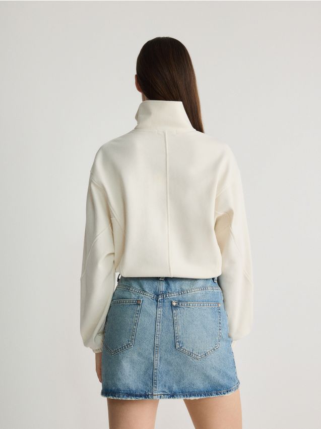 Reserved - fustă mini din denim - albastru