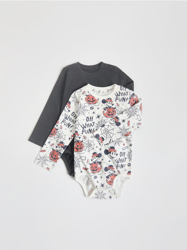 Reserved - Set 2 bodyuri din bumbac Mickey Mouse - crem