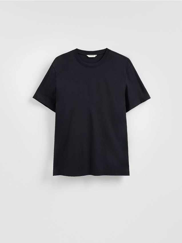 Reserved - Tricou regular fit din bumbac mercerizat - negru
