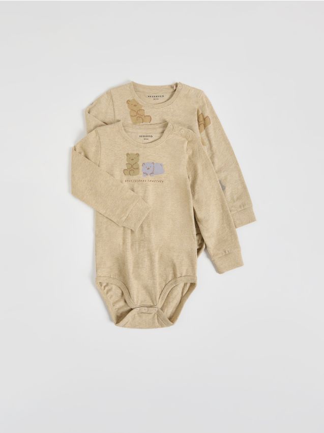 Reserved - Set 2 body-uri din bumbac - bej