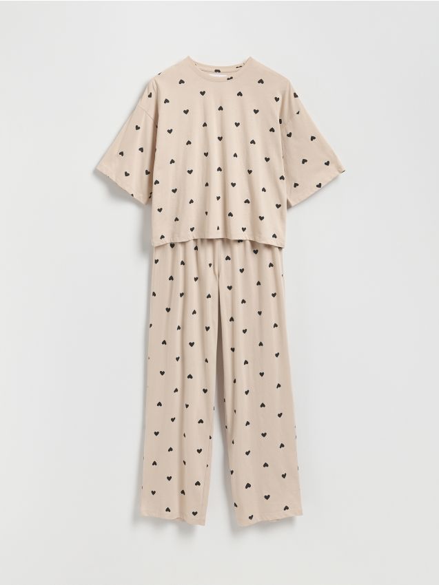 Zweiteiliges Pyjama-Set mit Herzen - RESERVED